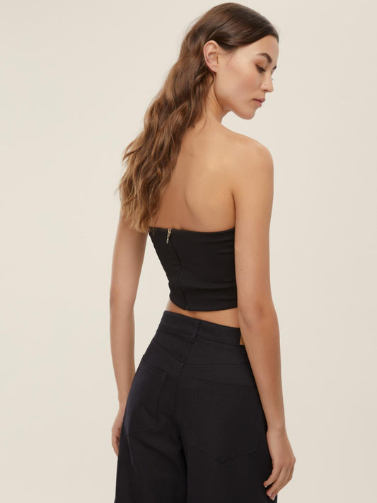 Emme Marella Mini bustier in jersey stretch Vagone Donna Nero