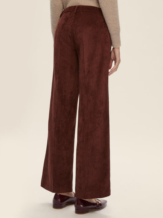 Pantalone dritto in velluto Destino Donna Bordeaux