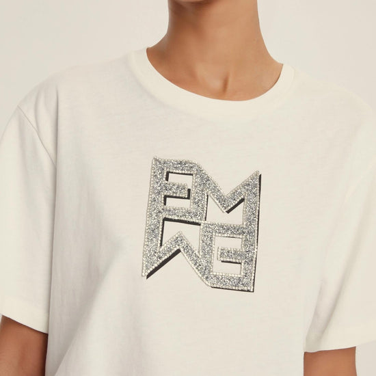 Emme Marella T-shirt in jersey con cristalli Micaelabis Donna Panna Argento - Santangelo