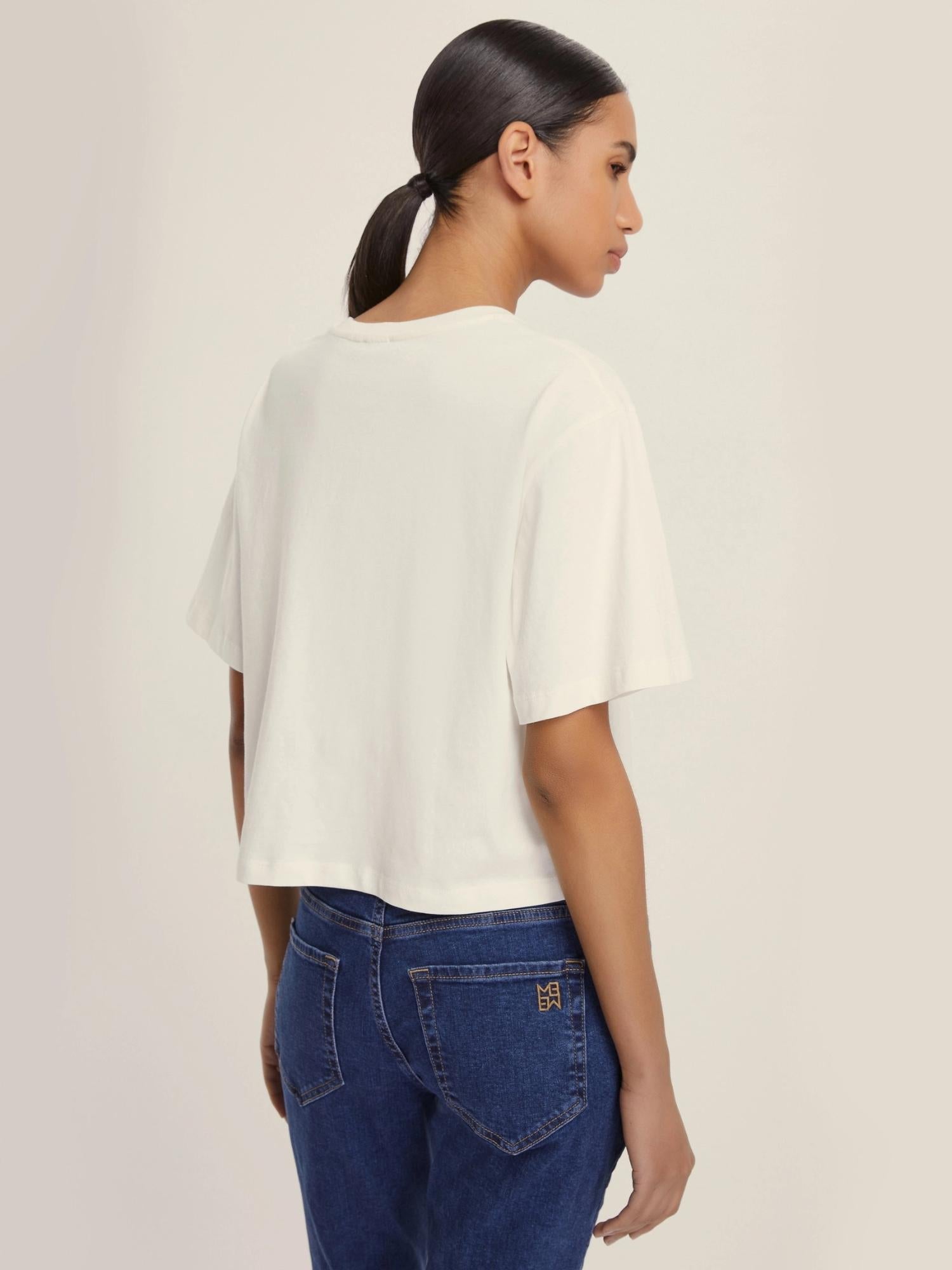 Emme Marella T-shirt in jersey con cristalli Micaelabis Donna Panna Argento - Santangelo