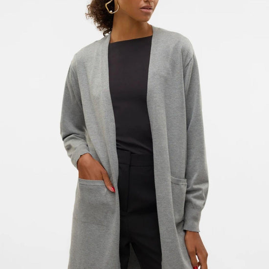 Vero Moda Cardigan Lungo Donna Silje Grigio Medio 10320462 Medium Grey Melange VERO MODA 