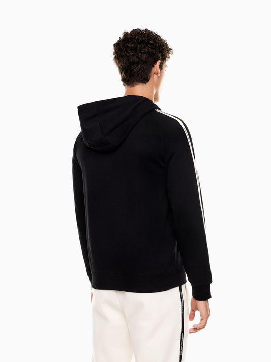 EA7 Emporio Armani Felpa con cappuccio e zip Logo Series in misto cotone Uomo Nero