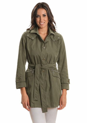 Satinette - Trench Donna Verde Militare
