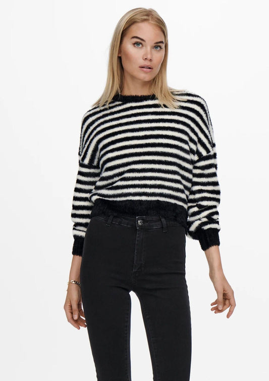 Only Maglione Donna Piumo Nero Egret