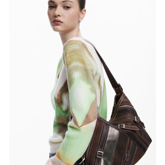 Desigual Borsa a spalla media con cuciture Donna Marrone 25WAXPAB 6075 DESIGUAL 