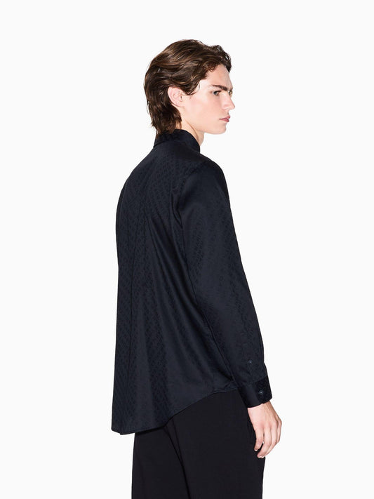 Armani Exchange Camicia regular fit logo allover Uomo Nero Armani