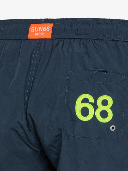 Costume Sun68 con Logo Fluo Uomo Blu Navy