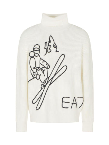 EA7 Emporio Armani Men's Turtleneck Sweater White Regular Fit