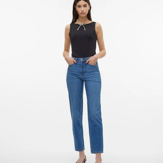 Vero Moda Jeans Donna Tessa A Vita Alta Mom Fit Medium Blue Denim 10297655 Medium Blue Denim VERO MODA 