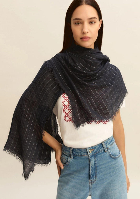Emme Marella - Women's Yellow Navy Blue Stole