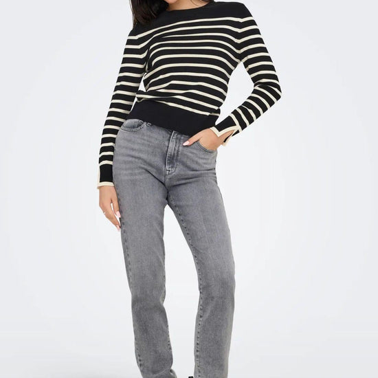 Only Onlkalana Pullover Donna Nero e Bianco 15331331 Black Whitecap Grey ONLY 