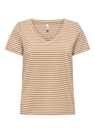 Only T-Shirt Donna Venus Marrone E Grigio Betulla