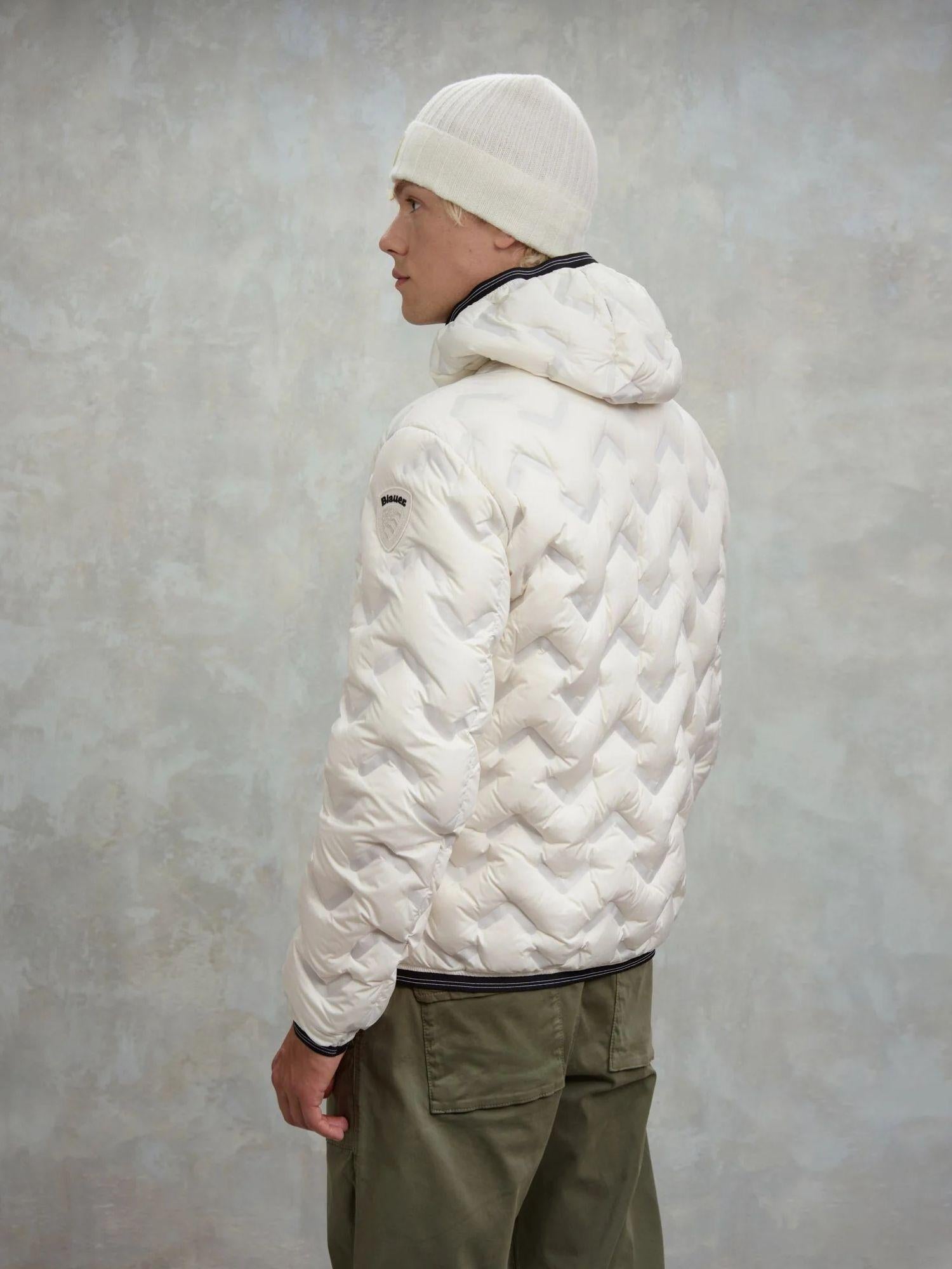 Blauer Piumino Uomo Piery Bianco neve con interno beige BLUC03233 7308 102 BLAUER 