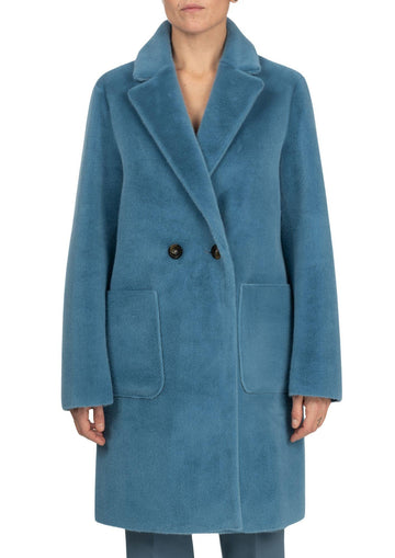 Cappotto Corto Donna Azzurro Polvere