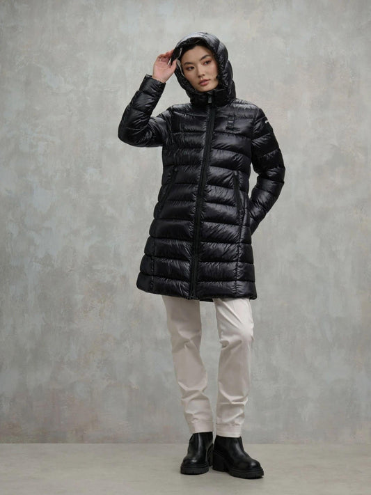 Blauer Adelaide Winter Coat for Women, Black with Beige Interior