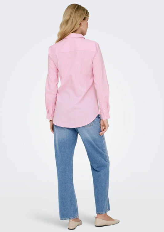 Jacqueline De Yong - Camicia Donna Mio Rosa Righe Bianche