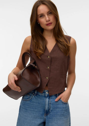 Vero Moda - TGilet Donna Caia Marrone