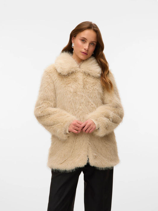 Vero Moda Women's Gloria Winter Jacket in Grey Oatmeal