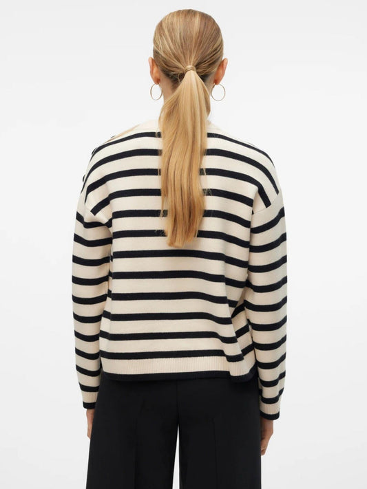 Vero Moda Maglione Donna Saba Bianco Panna e Nero