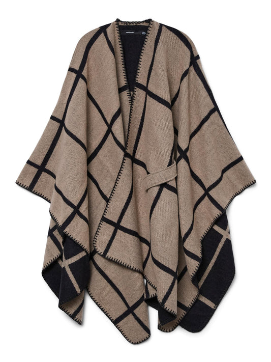 FIONA Poncho Mantella Donna Silver Mink Black