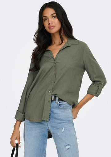 Only - Camicia Donna Goa Verde Oliva