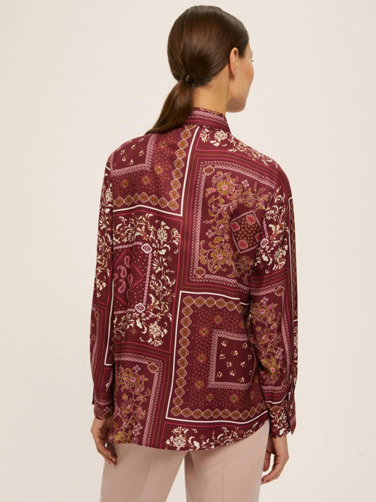 Emme Marella Camicia in twill di viscosa stampata Brunico Donna Bordeaux