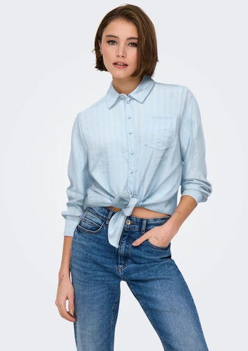 Only - Camicia Donna Lecey Azzurra Righe Bianche