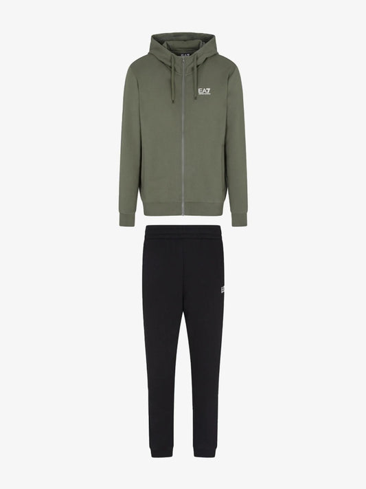 EA7 Emporio Armani Men's Tracksuit with Hood and Zip Green Black