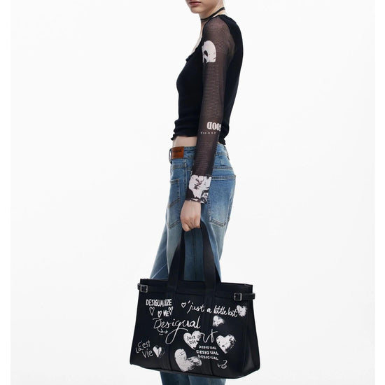 Desigual Shopper effetto pelle con lettere grande Donna Nero 25WAXPA5 2000 DESIGUAL 