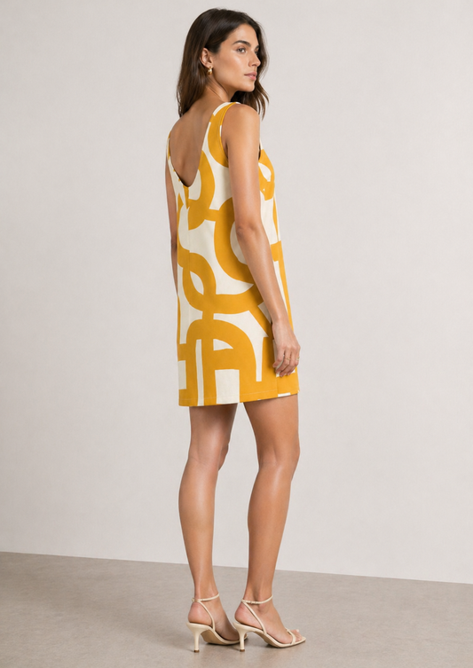 Emme Marella - Women's Mustard White Dress