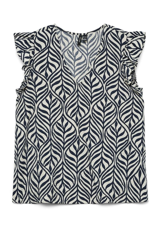 Vero Moda - Women's Josie Light Grey Geometric Print Blouse