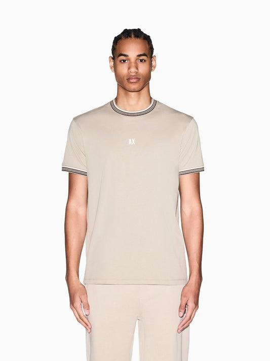 Armani Exchange  - Maglietta Uomo Beige Regular Fit in Jersey di Cotone Classico