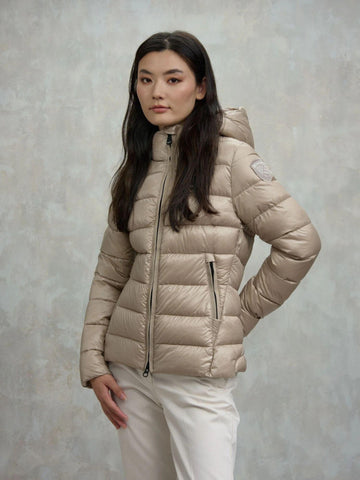 Blauer Women's Winter Jacket Caroll Beige with Red Interior