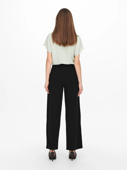 Jacqueline De Yong Women's Geggo Wide Leg Fit Trousers Black