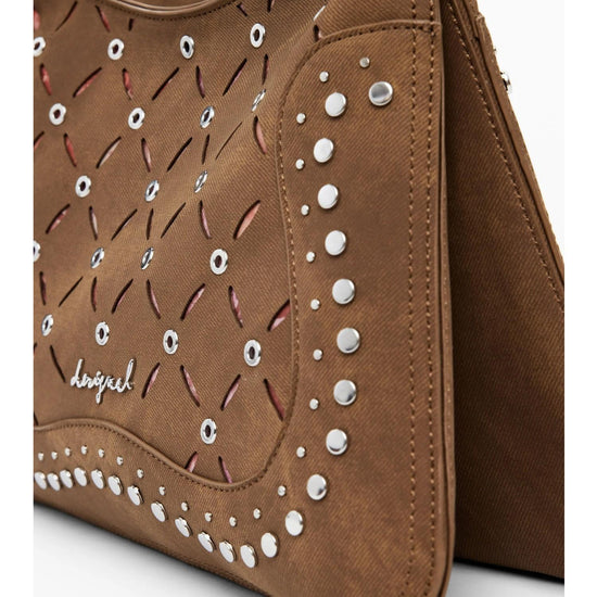 Desigual Borsa effetto pelle traforata media Donna Marrone 25WAXPB4 6011 DESIGUAL 