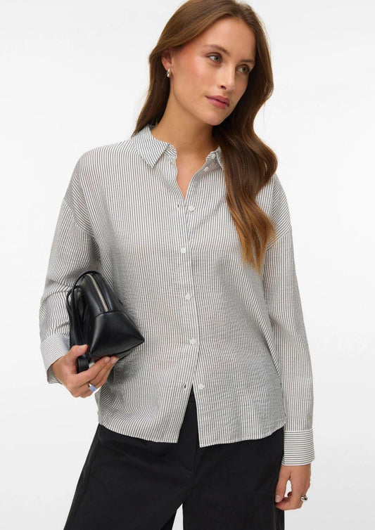 Vero Moda Women's Kaja White Black Stripe Shirt