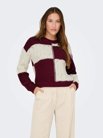 Jacqueline De Yong JDYJUSTY Pullover Donna Cabernet 15276930 Cabernet CLOUD DANCER JACQUELINE DE YONG 