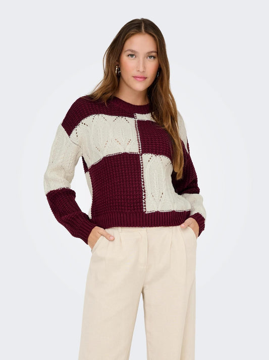 Jacqueline De Yong JDYJUSTY Pullover Donna Cabernet 15276930 Cabernet CLOUD DANCER JACQUELINE DE YONG 