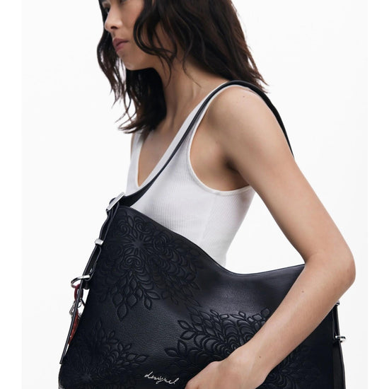 Desigual Borsa effetto pelle ricamata media Donna Nero 25WAXPA0 2000 DESIGUAL 