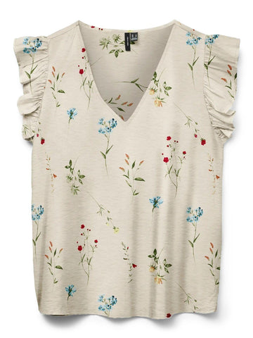 Vero Moda - Camicia Donna Josie Bianco Pomice Stampa Bea