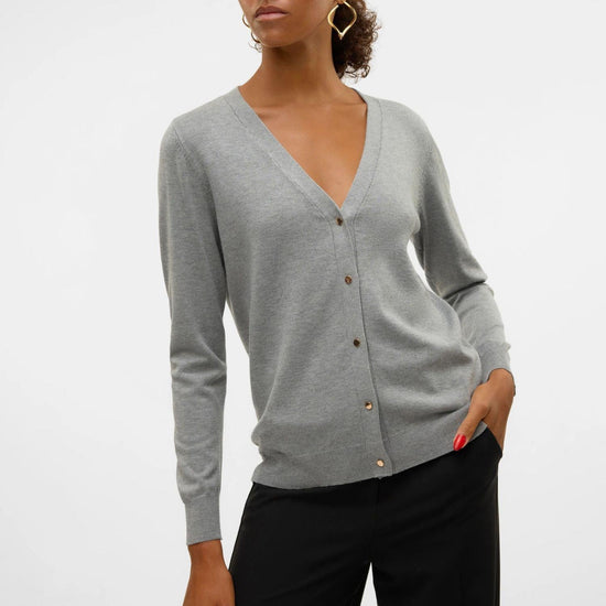 Vero Moda Cardigan In Maglia Donna Silje Grey Melange 10320456 Medium Grey Melange VERO MODA 