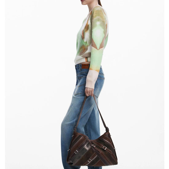 Desigual Borsa a spalla media con cuciture Donna Marrone 25WAXPAB 6075 DESIGUAL 
