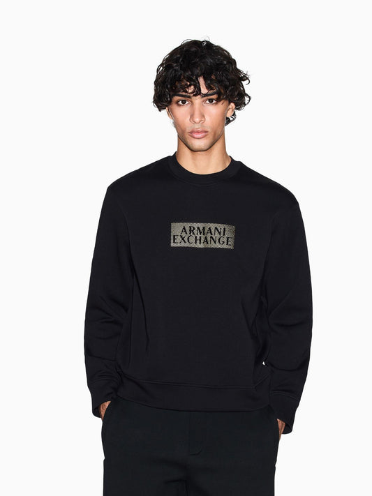 Felpa Uomo Nera Girocollo in Cotone