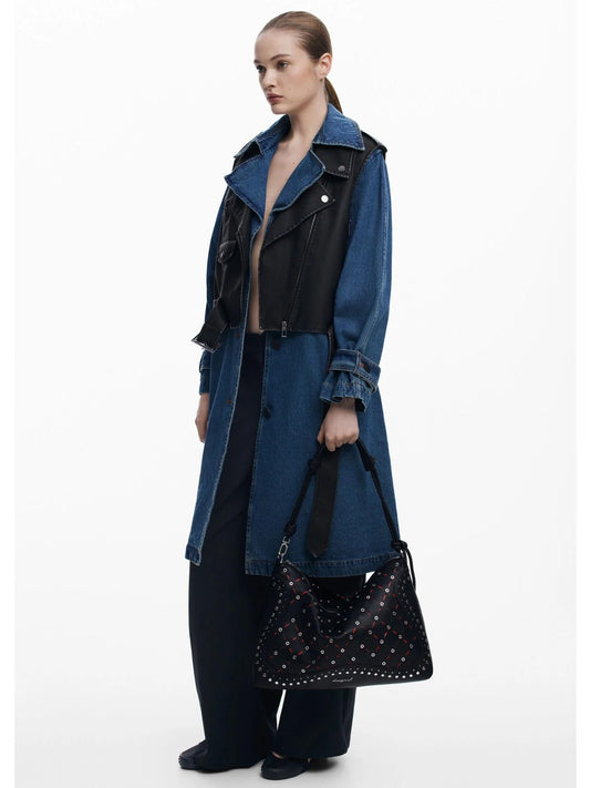 Desigual Borsa effetto pelle traforata media Donna Nero