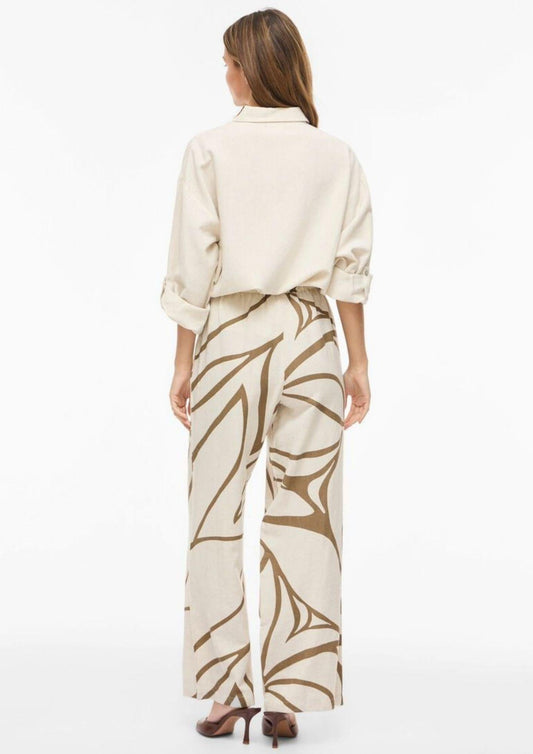 Vila - Women's Prisilla Trousers Ecru and Brown