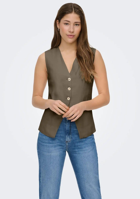 Only - Women's Stone Gray Vest
