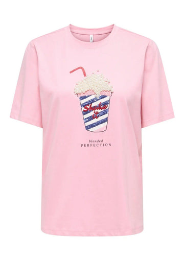 Only - T-Shirt Donna Burst Rosa