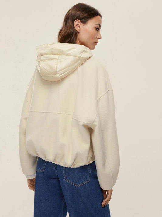 Emme Marella Women's Eritea Hooded Bomber Jacket in Cream
