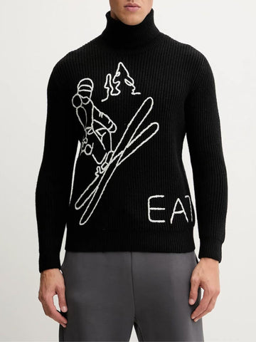 Maglione Uomo Dolcevita Nero Regular Fit