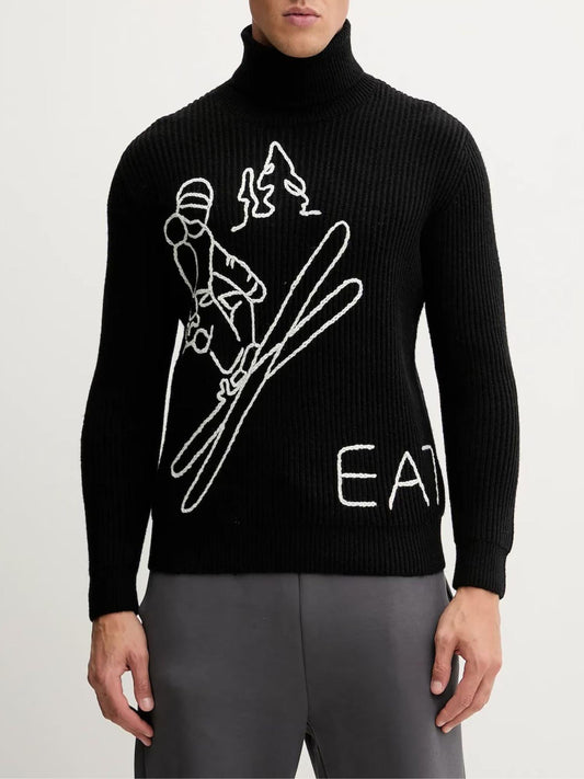 Maglione Uomo Dolcevita Nero Regular Fit